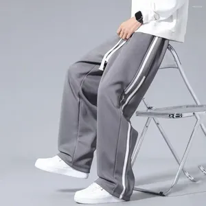 Pantaloni da uomo uomini pantaloni della tuta larga gamba larga coulbo della vita elastica dritta di colore solido morbido brodo profondo traspirato joggi sportivo a tutta lunghezza