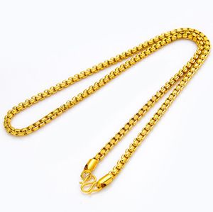 6 mm Catena in scatola Necclana Solido 18K giallo Oro Pieciti Classici Clavicle Gioielli Choker Gioielli da 57 cm Long8592084