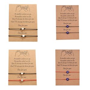 Strands Beaded, Pinky Promise Couple Bracelets for Women Men Red Black String Lucky Heart Charm Wholesale Valentine's Day Gift