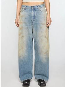 Women's Jeans Wide Leg For Women And Men Denim Splash Ink Printed Graffiti Spring Summer 2024 Distress Straight Loose Long Pants