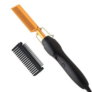 Elektrisk kamhår rätare platt järnvärmepressning Comb Portable Anti-Scald Wigs Beard Hair rakning Presskam 240408