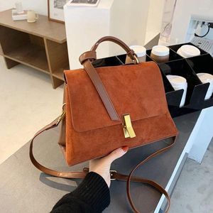 Shoulder Bags Suede Leather Black Crossbody Bag For Women 2024 Fashion Sac A Main Female Handbags And Purses With Scarves