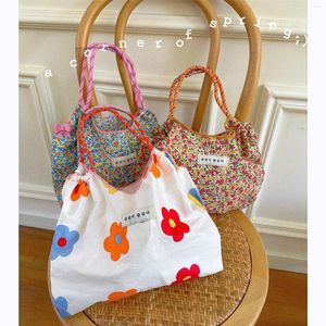 Сумки для покупок цветочные печатные сумки с большой капучкой, женщины, портативная сумочка на шнурке хлопковая ткань пляж экологически чистый