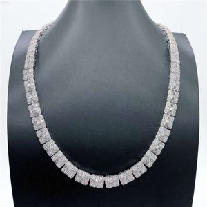 Factory Price Iced Out Jewelry Vvs Moissanite Diamond Baguette Cuban Link Chain Necklace Silver 925 Chain Necklace