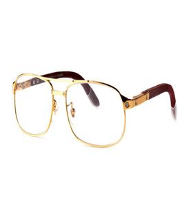 Sälj Buffalo Horn Glasses Luxury Metal Screw Santos Solglasögon Brown Black Clear Lens Wood Ben Eyewear For Men With Origina7147879