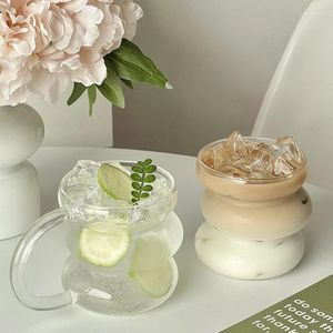 Wine Glasses 430ml Creative Shaped Glass Cup Ice Coffee Clear Glassware Milk Tea Juice Beverage Cocktail