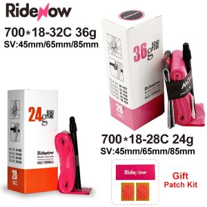 Lights Ridenow Ultralight Bike Inner Tube 700C x 18 25 28 32 Road MTB Bicycle TPU Däck 45/65/85mm Längd Fransk Vae Super Light Tube