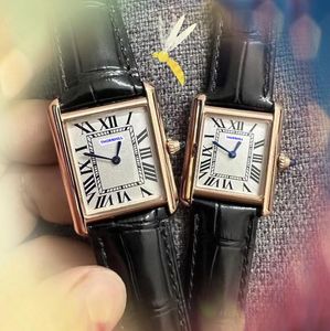 Small size womens day date quartz watches 28mm size top quality square roman tank dial clock all the crime super genuine cow leather strap chain bracelet watch gifts