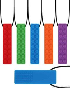 Silicone Block Chewing Brick Pendant Necklaces Kid Autism Chewy Sticks Pendants Boys Girls Chewable Toy Necklace Jewelry Chritmas 6502663