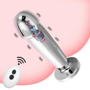 Metallanal vibratorer för män prostata massager fjärrkontroll vibrerande rumpa plugg dildo g spot stimulator sex leksaker 240412