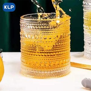 Wine Glasses KLP 1pcs Europe Model Embossed Glass Cup Vintage Bead Point Drinking High Value American Style Coffee Cups