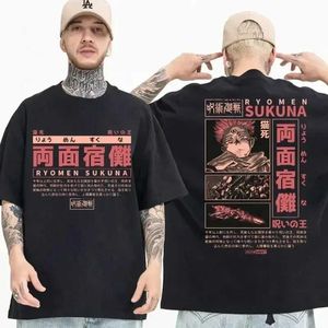 メンズTシャツ2024アニメ柔術kaisen tシャツ漫画漫画sukuna short slve tシャツ特大の綿シャツカジュアルメン女性t y2kトップy240420