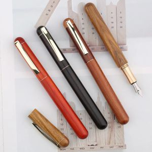 Pennor Majohn M3 Natural Wood Fountain Pen Iridium Extra Fine 0,38 mm Bent NIB Smooth Writing Pen för att skriva kontorsskolatillförsel