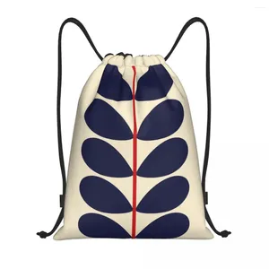 Einkaufstaschen Klassische solide Stammdruck Navy Draw String Frauen Männer tragbare Fitnessstudio Sports Sackpack Orla Kiely Training Aufbewahrung Rucksäcke