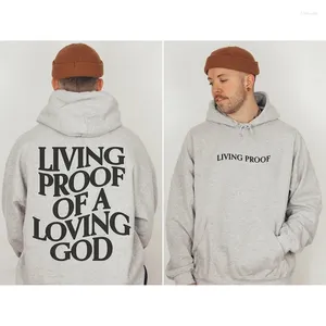 Men's Hoodies 2024 Living Proof Of Love Printed Hooded Sweatshirt Unisex Faith Christian Jesus Inspirational Aesthetic Hoodie Streetwear