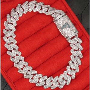 Hip Hop Rapper Iced Out Mens Fine Jewelry S925 Diamond Moissanite Necklace Cuban Link Chain Moissanite