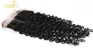 Klasa 6A Malezji głębokie zamknięcie Curly 100 Virgin Human Hair Lace Top Zamknięcia Rozmiar 4x4