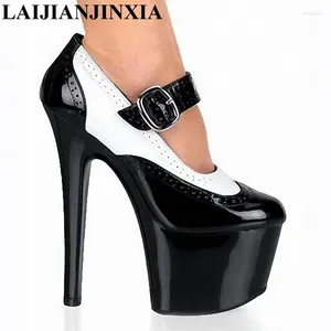 Dress Shoes Classics Black Spool Heels Fashion PU Leather Platform Super 17cm High Bootie / Ankle Boots