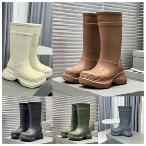 Новый роскошный дизайнер Kid Crocse Echo Clog Мужчины Женщины летние Rainboots коленные до коленного нога на 6 см платформа резиновая подошва унисекс модная повседневная пара обувь обувь