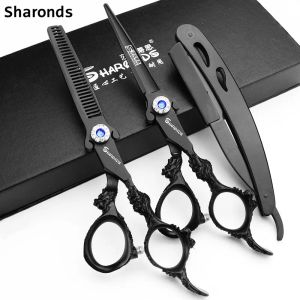 Blades Professionella frisörsaxar Sharonds 5.5/6/7/8/9 tum Barbershop ScoSors Japan 440C Cutting Scissors Hair Scissors Razor