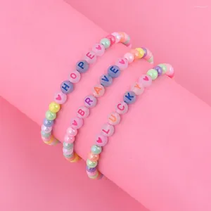 Strand 3pcs/set Girls 'Hope Brave Lucky English Letter Luminosa Braccialetti elastici acrilici adatti per i gioielli di abbigliamento quotidiano