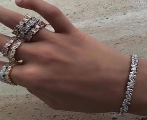 3 цвета багет обещание кольцо Diamond 925 Серебряное серебряное кольцо для свадебного кольца для женщин мужские ювелирные изделия7847392