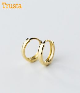 Trusta 925 Sterling Silver Hoop Geometric 9mm Ear Cuff Clip Earrings For Women Without Piercing Fashion Earings Jewelry DS6077259153