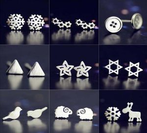 925 Pure Silver Earring Needplated Platinum Earring SnowstarSheeptriangle Mix Leverans No Fade 4290345