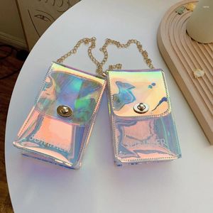 Axelväskor Summer kvinnors mobiltelefon laser transparenta bokstäver som skriver ut crossbody messenger väska lady klaffhandväskor myntväska