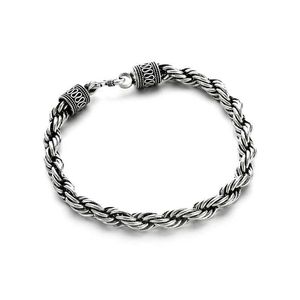 Chain Retro Hand Woven Metal Twisted Bracelet for Men Personality Charm Motorcycle Rock Punk Jewelry Gift Y240420