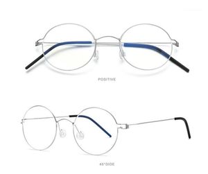 Round Prescription Lens Frame Retro TItanium Fulll Rim Eyewear HIgh Quality Antireflective Goggle Silver Reading Glasses Men Sung9787402