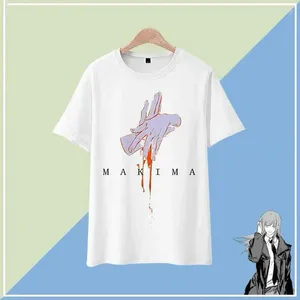 Con cappuccio maschile harajuku anime motoseghe man makima 3d t-shirt cosplay uomini donne top la maglietta manica corta collo