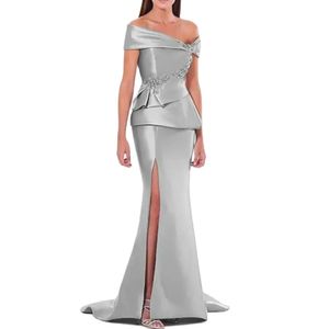 Elegante Meerjungfrau Lange Spitzenmutter der Braut Kleider Perlen Satin Patin Kleider formelle Partykleid Falten La Madre del Vestido de Novia Frauen Kleider