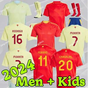 2024 2025 Sspanishs Jersey Football Jersey National Team Uniform Ferran Canales Ansu Fati Koke Asnsio Asla Pedri Morata Morata Kit per bambini Shirt da calcio maschile