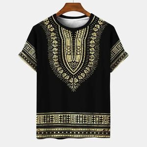 Męskie koszulki Summer Vintage T-shirt w stylu etnicznym 3D drukowane mężczyźni Kobiety Krótka koszulka o nokrecie na diecie swobodne wakacje TS Plus Size Y2K Ubrania Y240420