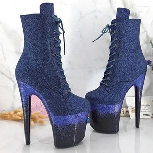 Dance Shoes Women 20CM/8inches Glitter Upper Plating Platform Sexy High Heels Boots Pole 196