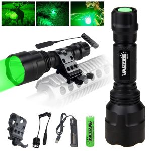 SCOPES C8 4000lm Beyaz LED Silah Tabancası Açık Yeşil/Kırmızı Taktik Avlanma El Feneri+Tüfek Kapsamı Airsoft Mount Clip+18650+Şarj Cihazı