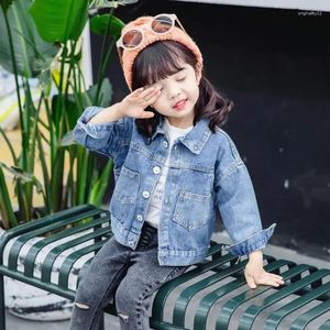 Jackor Kids Denim Baby Boy Girl Spring Autumn Fashion Coats Jean 2 4 6 8 10 12 Barn Ytterkläder 2024 Ankomst