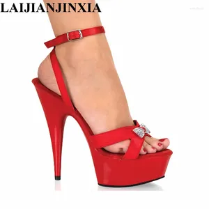 Dress Shoes Sexy Buckle Strap High Heels Peep Toe Sandals Womens 15cm High-Heeled Platform Dance