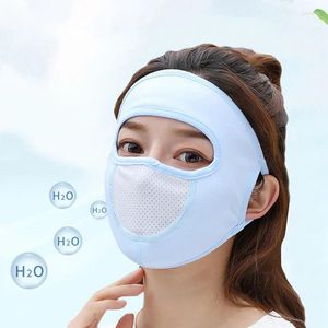 Cycling Caps Ice Silk Sunscreen Mask Outdoor Sports Anti-UV Face Breathable Anti-dust Cover Women Girls Hanging Ear