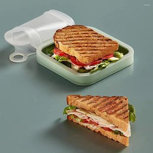 Tischgeschirr tragbares Silikon -Sandwich -Toast Bento Box mit Griff Snack Student Office Worker Mittagessen Lagerbehälter