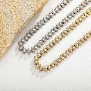 Qianjian Factory Wholesale Moissanite 925 Silver smycken Marquise Cut Mens Moissanite Tennis Chain Necklace