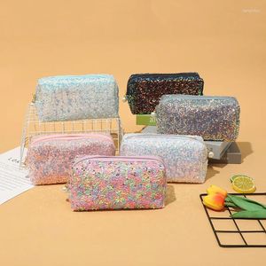 Cosmetic Bags Fashion Sequins Small Bag For Women High Capacity Tote Square Travel Organizer Make Up Ladies Makeup