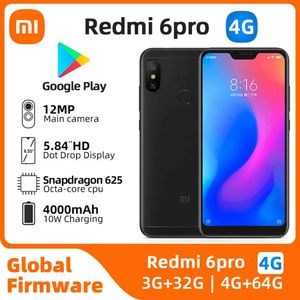 Använde Xiaomi Redmi 6Pro Android 4G olåst 5,84 tum 4 GB RAM 64 GB ROM Alla färger i gott skick original mobiltelefon