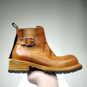 Stivali da caviglia fatti a mano in pelle genuina Vintage di alta qualità Scarpe casual da uomo P25D50