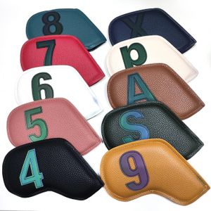 10pcs/set Golf Demir Headcover 3-9PSA kulüp kafa örtüsü nakış numarası Case Sport Golf Eğitim Ekipmanı Aksesuarları 240409