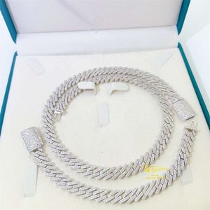 Iced Out Pass Diamond Tester VVS Moissanite smycken halsband armband kvinnor 10mm kubansk länkkedja