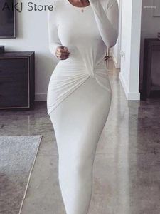 Casual Dresses Women Sexig långärmad bodycon maxi klänning
