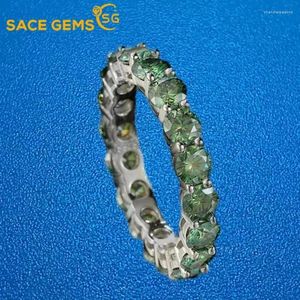 Klusterringar SACE GEMS GRA Certified 4mm Moissanite Ring VVS1 Lab Diamond Solitaire For Women Engagement Promise Wedding Band Jewelry