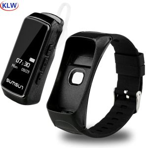 Bangle KLW B7 2in1 Bluetooth Ear Smart Armband Sleep Monitoring Sports Step Counting Alarm Clock påminnelse Hjärtatetalk Band